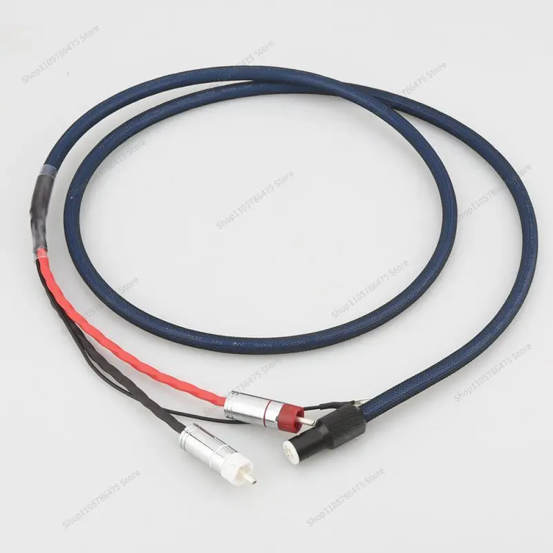 For Fever Silver Plated Vocal Arm Signal Cable Five Pin Plug To Double Lotus RCA with Ground Wire DIN Vinyl Phono Audio Cable