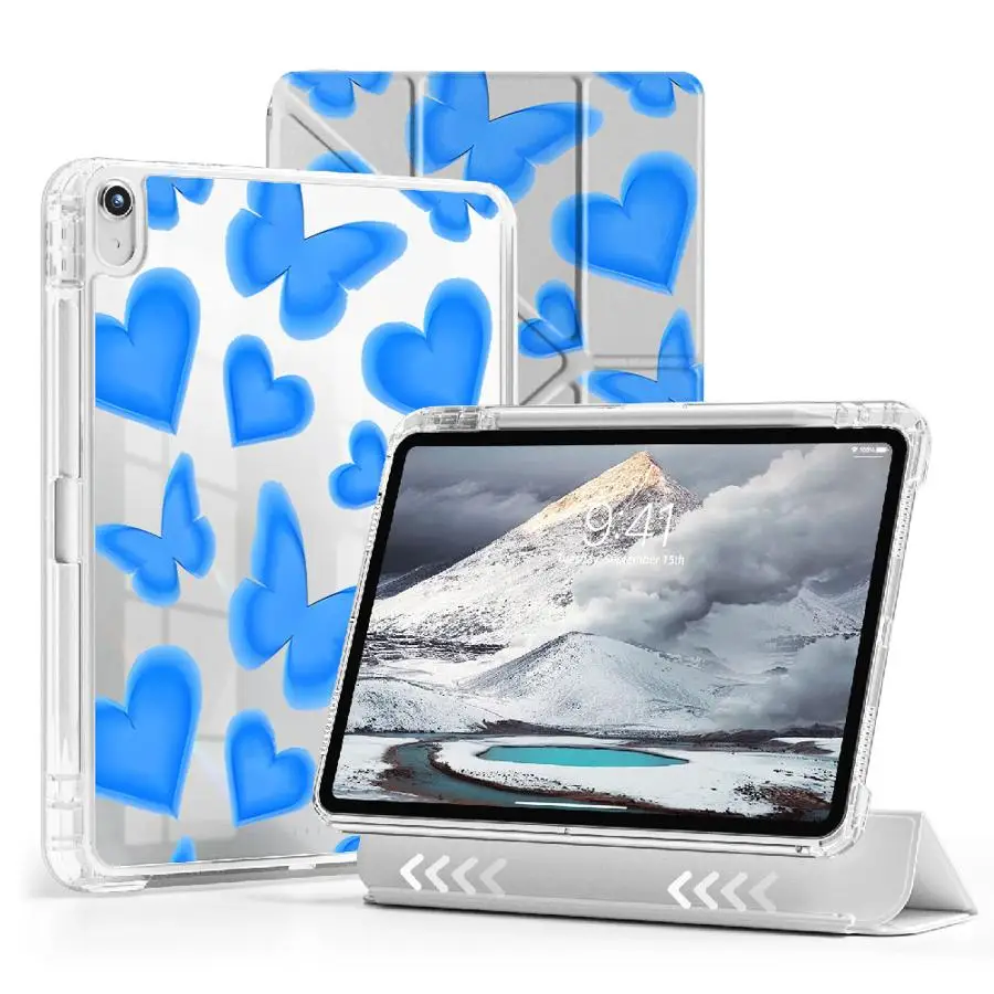 

Cartoon Blue Butterfly Tablet Case For iPad Air 4 5 M3 M2 M4 11inch 11th 10th 9th 8th 7th 12.9inch Mini 6 7 Pro 2025 Holder