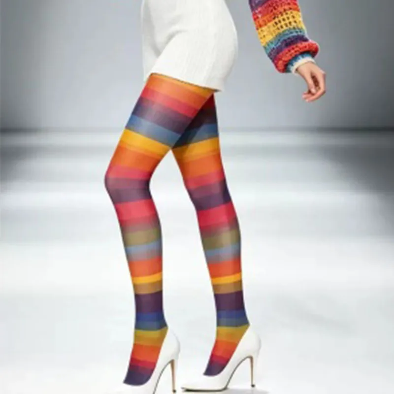 women's pantyhose seamless thin version stockinghs rainbow elasticity leggings ventlate personality
