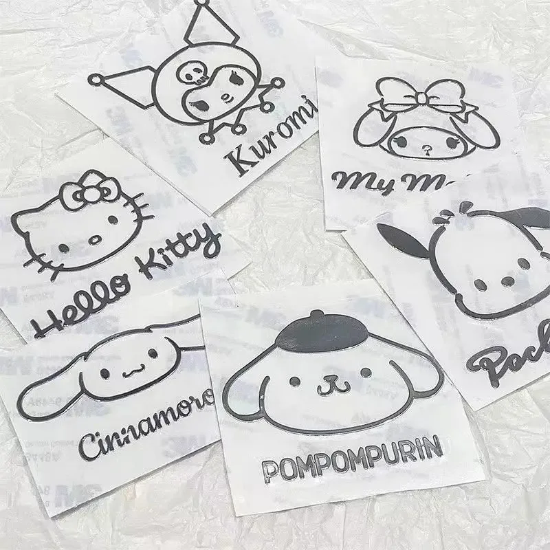 6pcs Sanrios Kawaii Metal Stickers Decor Hello Kitty Cinnamoroll Kuromi My Melody Anime Cartoon Phone Decorative Waterproof Tape