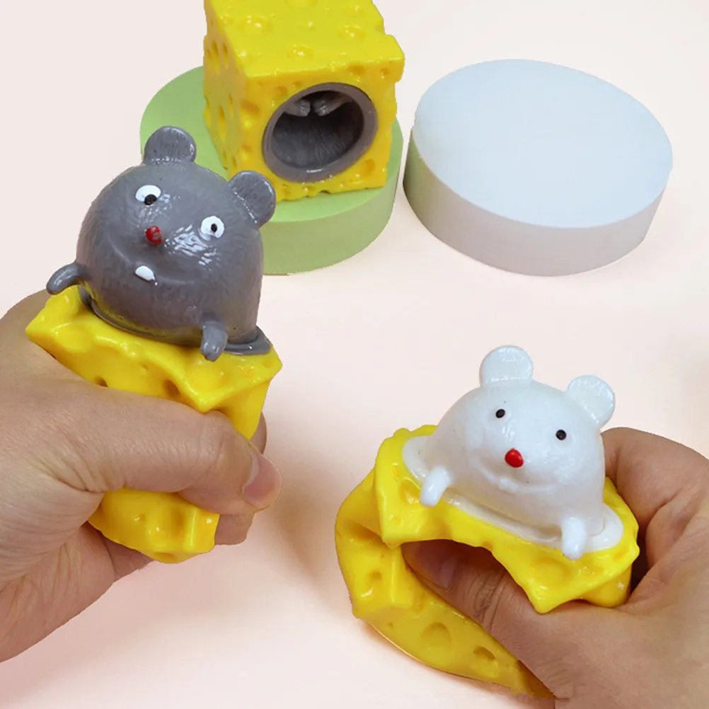 6pcs Cartoon Cheese Mouse Stress Relief Toys for Kids Teens Autism Therapy Decompression Fidget Toy