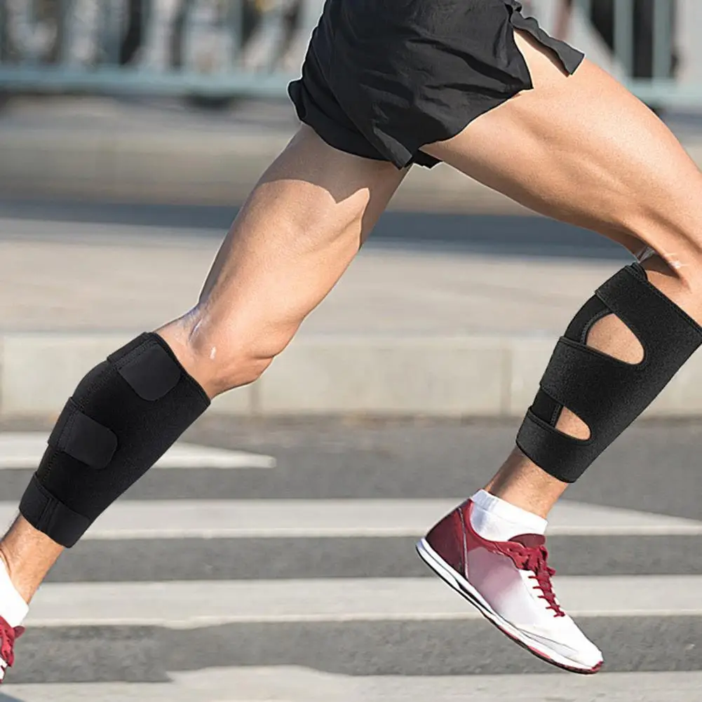 Compression Leg Sleeve Adjustable Sports Shin Guard with Fastener Tape Shockproof Impact Resistant Leg Protection for Athletic
