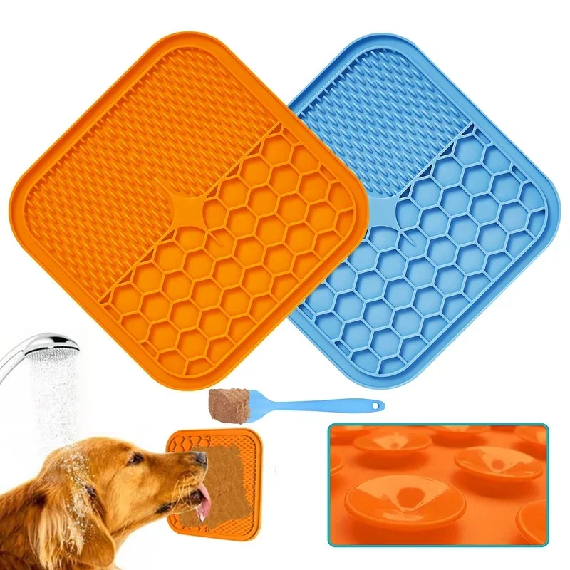 Mat For Pet Dogs Cats Slow Food Bowls With suction cup Feeding Food Bowl Silicone Dog Lick Pad Dog Slow Feeders Treat Dispensing