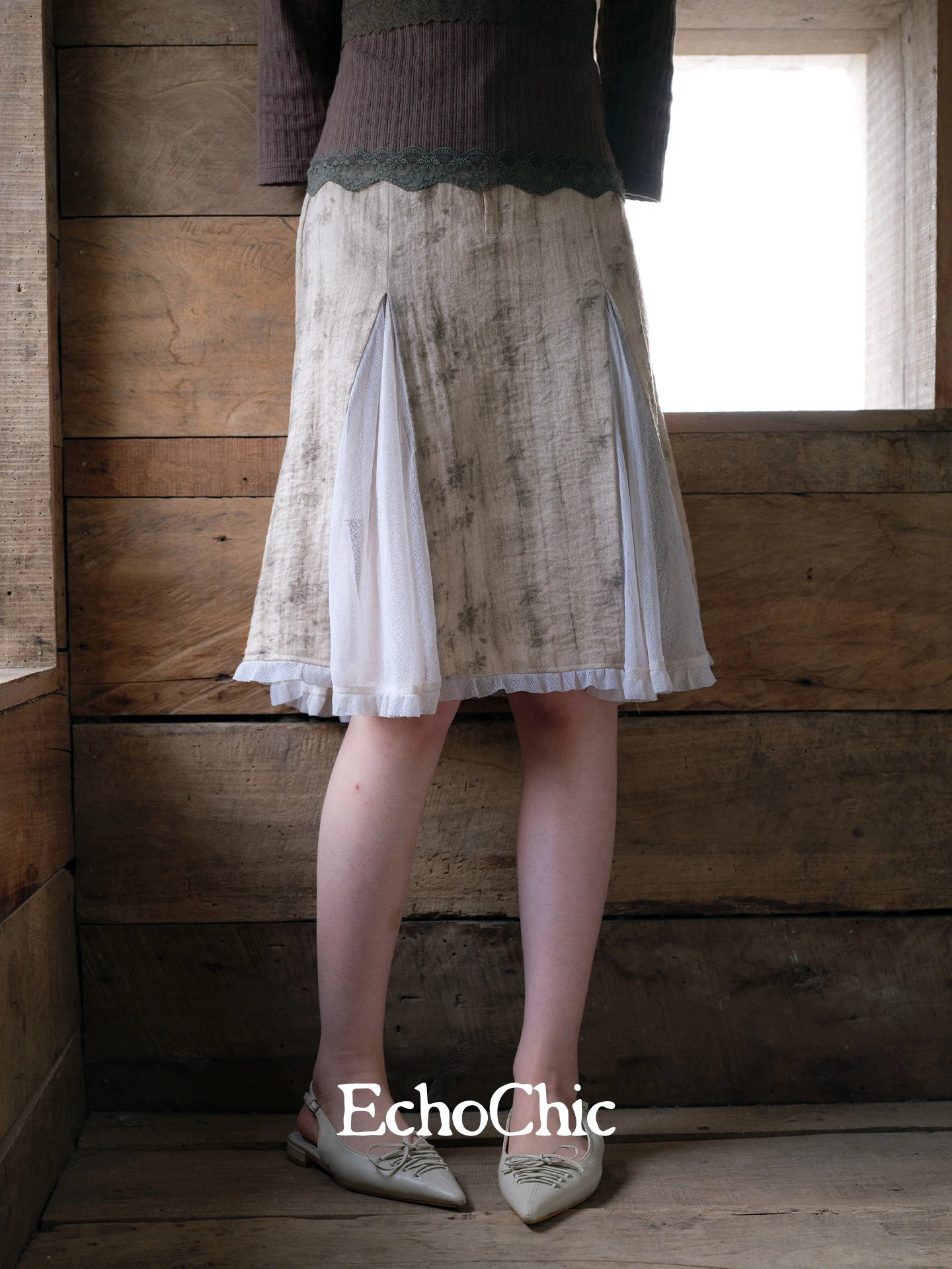 

Женская юбка EchoChic с принтом «рыбий хвост», весна 2026, с высокой талией, асимметричная, дышащая, приятная к телу