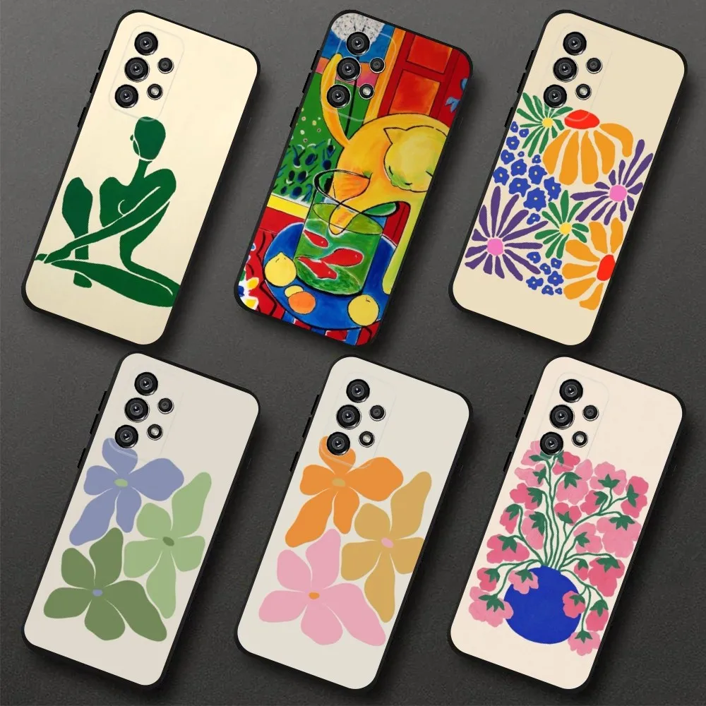 Henri Matisse cat flowers Art   Phone Case For Samsung Galaxy A20,A21s,A22,A31,A32,A52,A53,A72,73,A80,A91 Soft Black Cover