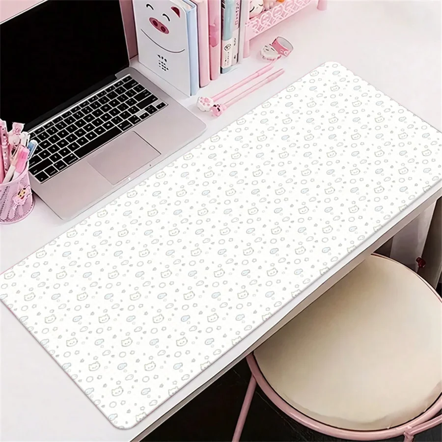 Cute Leather Desk Mat Tablecloth Decoration Pink Anime Y2k Cat Leather Mouse Pad Retro Waterproof Non-slip Cartoon Keyboard Pad