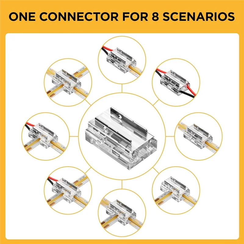 ABKO-Comprehensive 20-Pack Connector Kit สําหรับ 8 มม. 2-Pin COB/SMD 2835/3528 แถบ LED, มี Strip-To-Strip และ Strip-To-Wire Opt