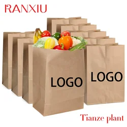 Custom Factory Supply Your Own Logo Disposable Restaurant Take Out Packaging Carry Bag Toast Bakery Bread Food Delivery Paper Ba