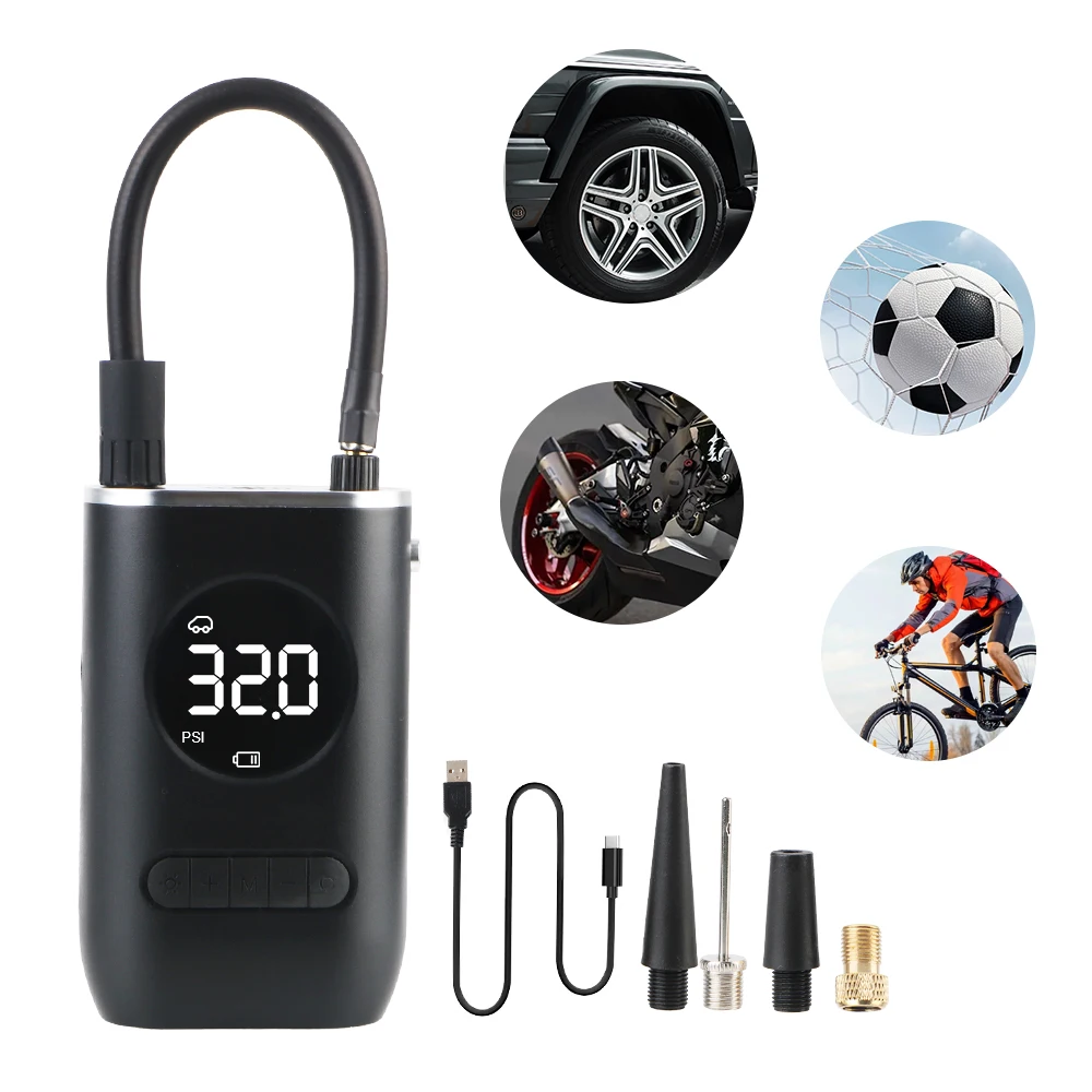 Wireless Tire Inflatable Pump Inflator Compressor Car Electrical Air Pump LCD Display With LED Light Motorcycle Bicycle Ball