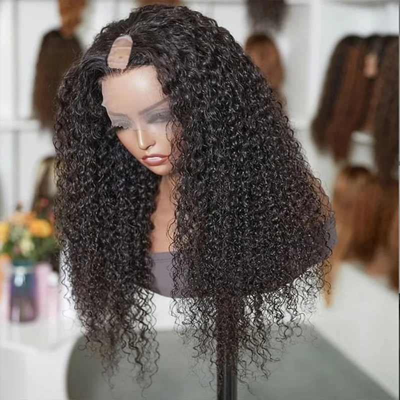 TOP QUESTO SUPERIOR # 1 jack negro V parte peluca rizada profunda con clip para mujeres negras Remy Martin cabello humano 250 densidad afro rizado U parte 1x4 abierto