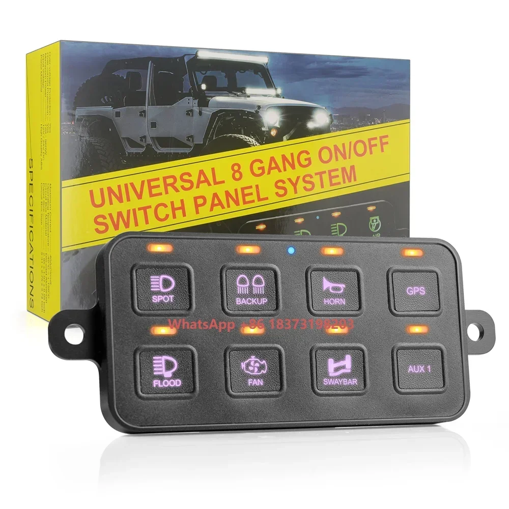 

12v Universal 8 Gang on Off Blue-tooth App Control Switch Panel Power System RV Boat Marine Auto Yacht