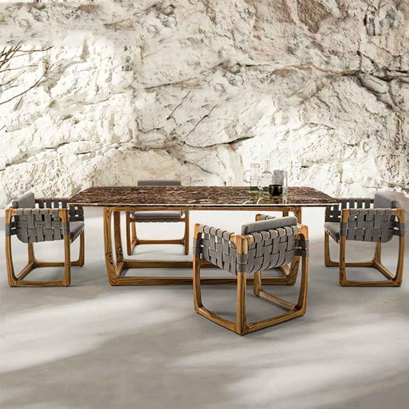 

Outdoor rattan sofa outdoor courtyard teak furniture rain and sun protection hotel