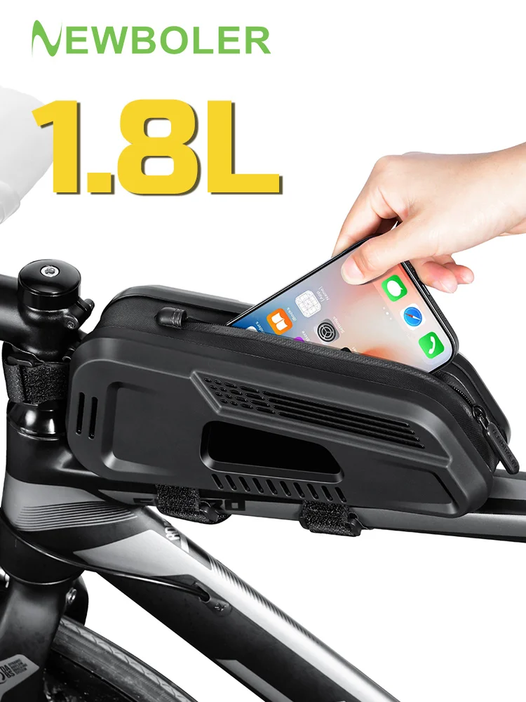 AliExpress NEWBOLER Bicycle Bag Rainproof Cycling Top Front Tube Frame Bag Large Capacity MTB Road Bicycle Pannier Black Bike Accessories