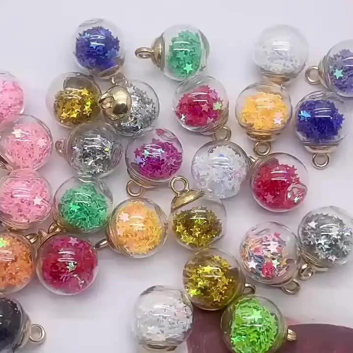 Mini garrafas de vidro com estrelas pingente, jóias fazendo ornamentos, novo, 16mm, 10pcs