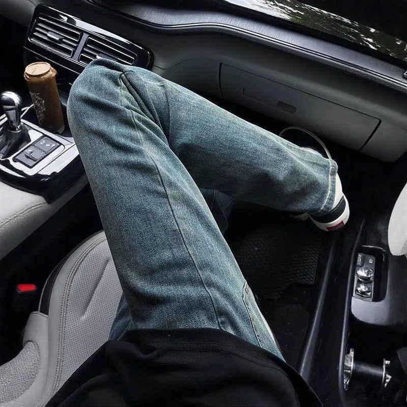 

Мужские джинсы Slim Fit с низкой посадкой, прямые, тонкие, с эффектом подтяжки бедер, американского стиля, для создания стройного силуэта, прямые брюки-трубы