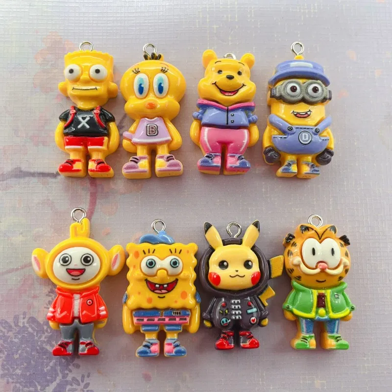 10pcs Cartoon Resin Charm Cute Earring Pendant Keychain Necklace Jewelry Accessories for DIY Making Crafts