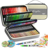 High Coverage Acrylic Paint Markers, Brush Tip Acrylic Paint Pens Set for DIY Crafts & Art Supplies Drawing Kit with Canvas Bag