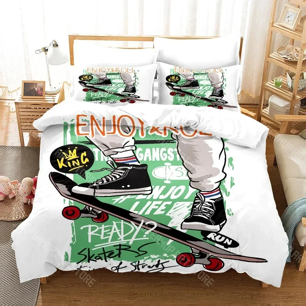 Exquisite 3D Print Fashion Scooter Skateboard Bedding Sets Duvet Cover Set With Pillowcase Twin Full Queen King Bedclothes Bed L