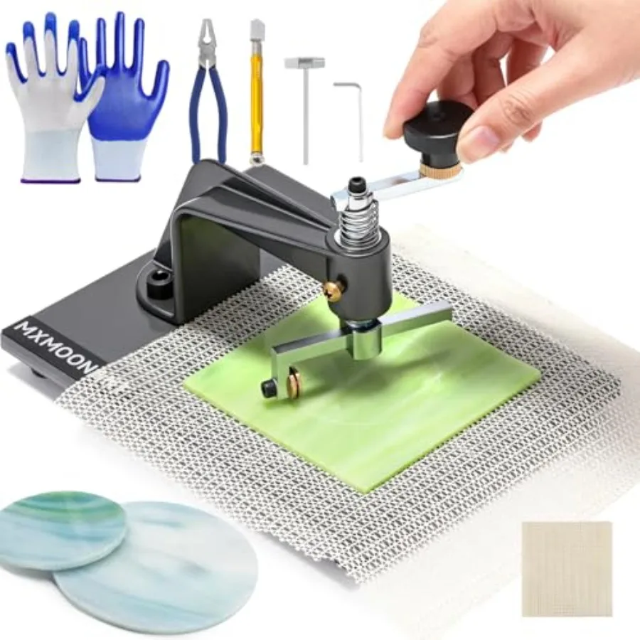 

Mxmoonant Glass Circle Cutter 0.39-3.93'' Lens Circle Cutting Tool w/Non-Slip Rubber Pad and Glass Plier for Stained Glass Mosa