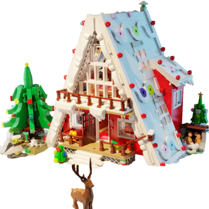 2159ピース クリスマスMOCサンタクロースハウスモデル 組み立てブロック 子供向け 新年DIY限定キャビンおもちゃ 大人向けブロックギフト