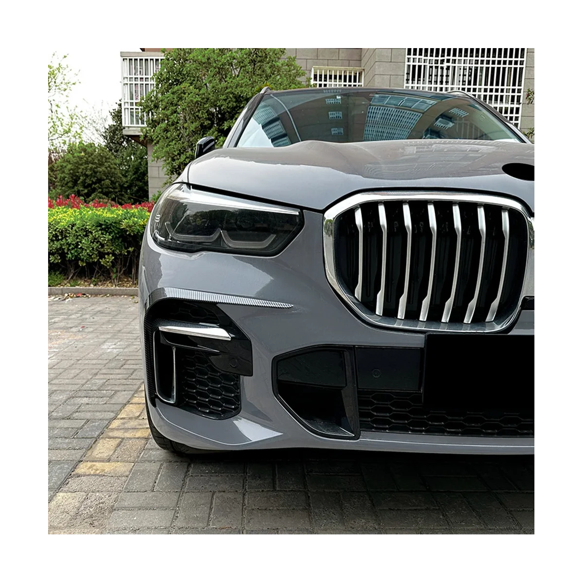 Car Front Bumper Lip Side Spoiler Fog Lamp Frames Cover for BMW X5 G05 M Sport 2019-2022 Body Kits Splitter(Black)