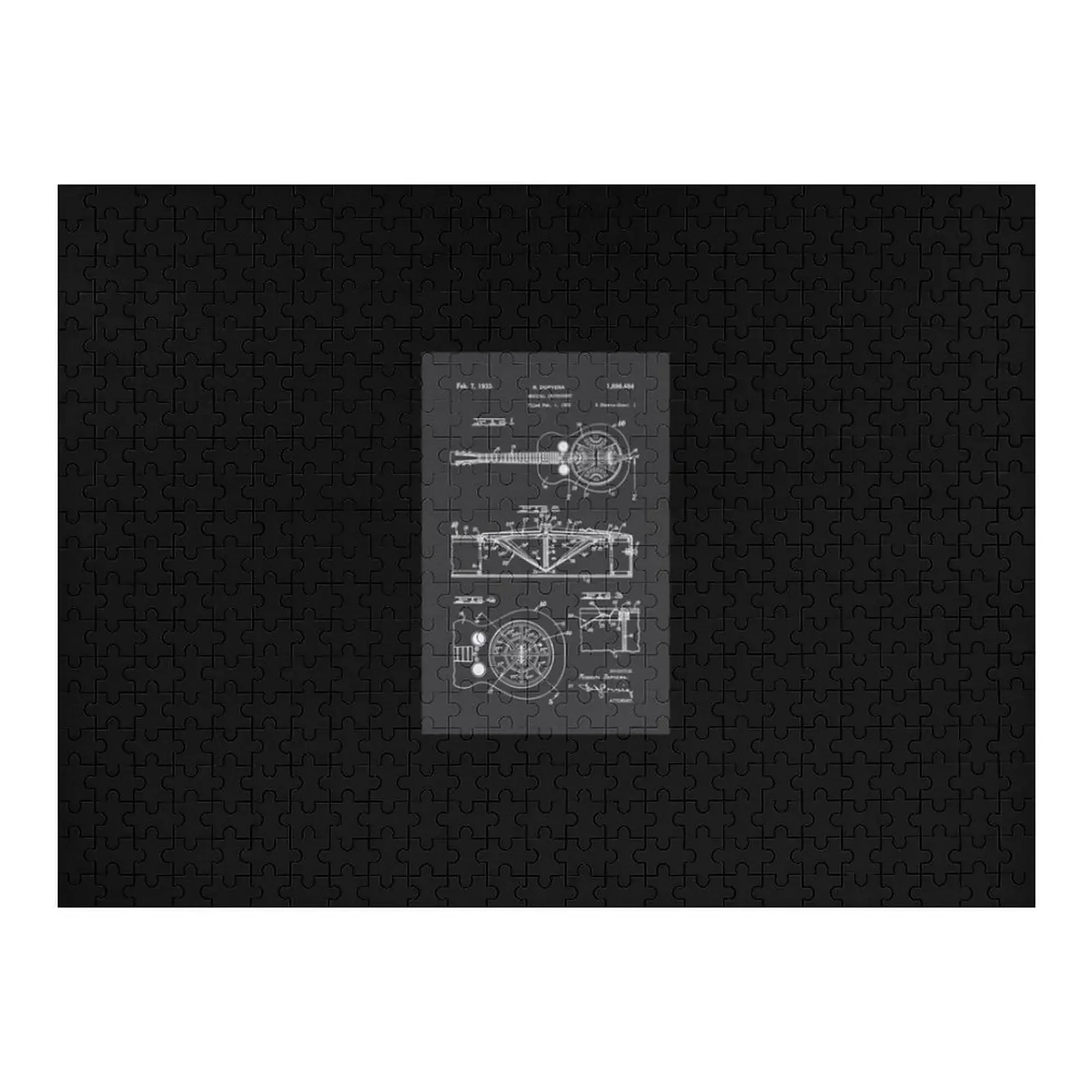 

Resonatordobro Guitar Patent Drawing Poster Jigsaw Puzzle Name Wooden Toy Diorama Accessories Customized Photo Puzzle