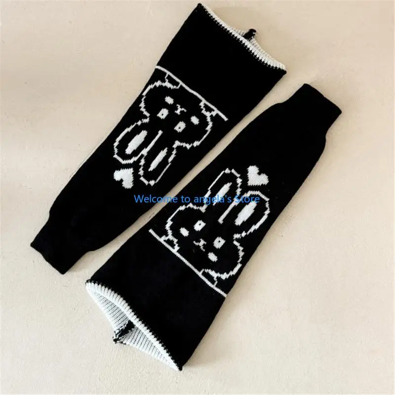 X4YC Calentadores piernas peludos y cálidos para invierno, bonitos calcetines elásticos con detalle conejo, cómodos largos