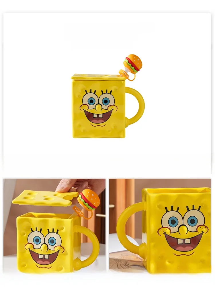 

Керамические кружки с принтом Спанч Боб, кофейные кружки в стиле мультфильма, домашние чашки для взрослых, подарочный набор, 40-500 мл, большая емкость, посуда для напитков
