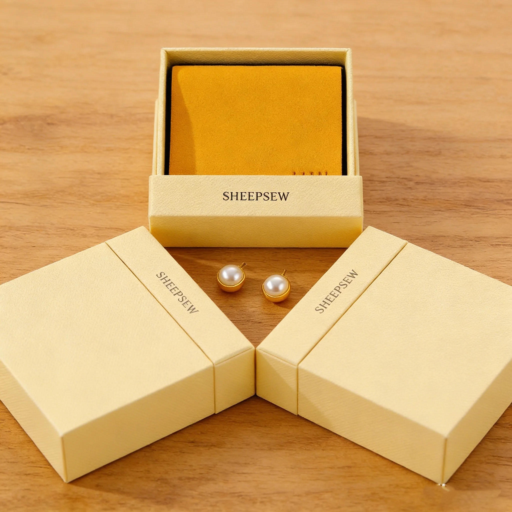 

Подарочная коробка для ювелирных изделий из бежевого картона на заказ, премиум-упаковка для серег