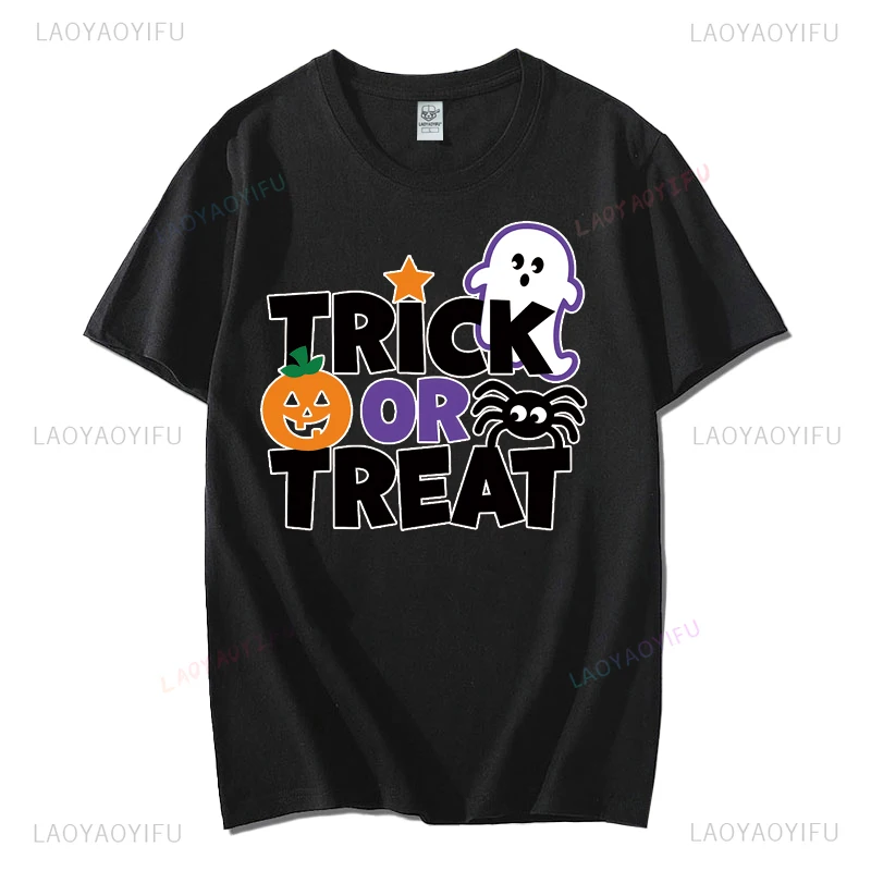 Ghost Spider Trick or Treat Halloween Happy Printed T-shirt Top Neutral Kazaharajuku Neutral Shirt Graphic Oversized T-shirt