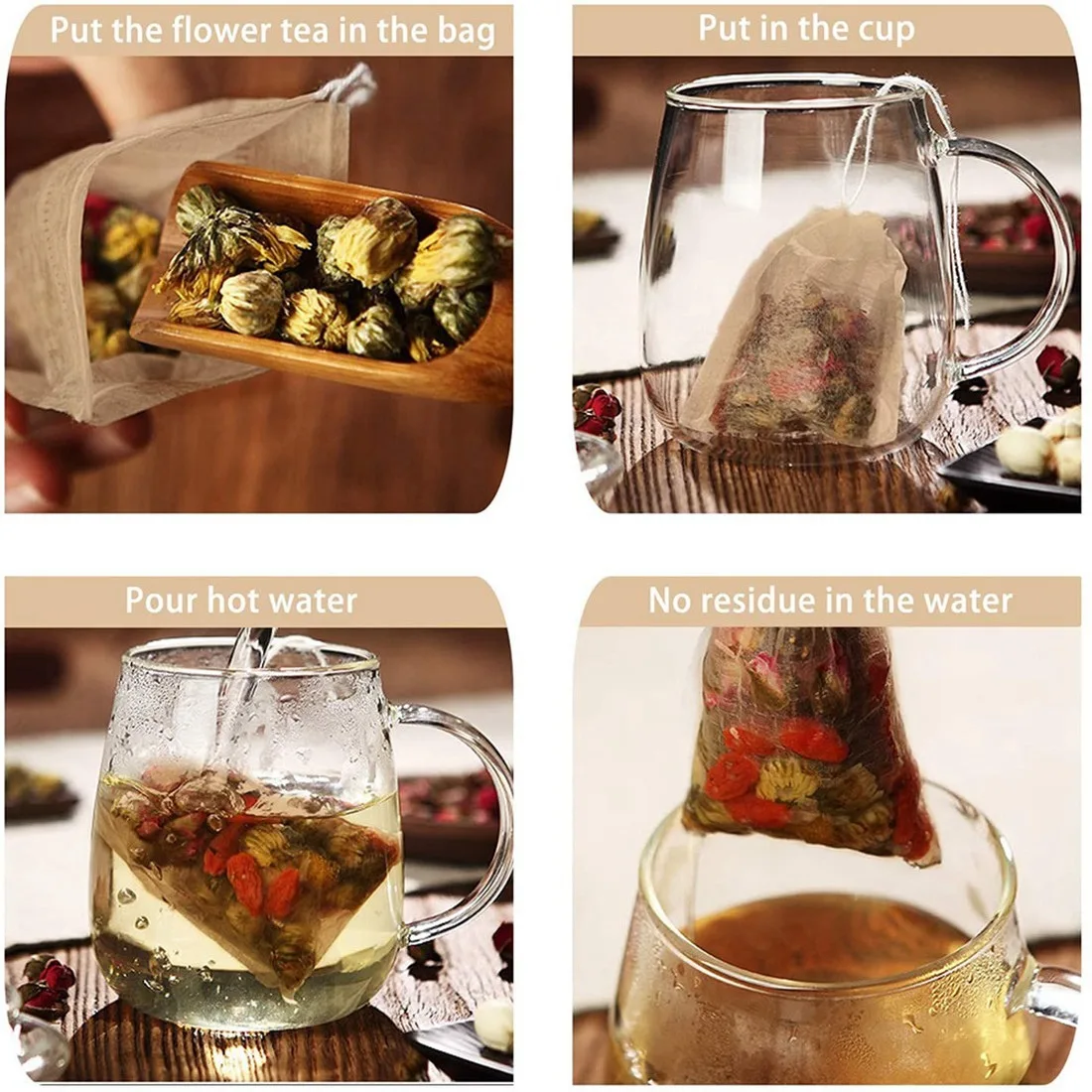 J1UL1N 600 Pcs Disposable Tea Filter Bags,Natural Material Drawstring Seal Tea Bag Empty For Loose Leaf Tea