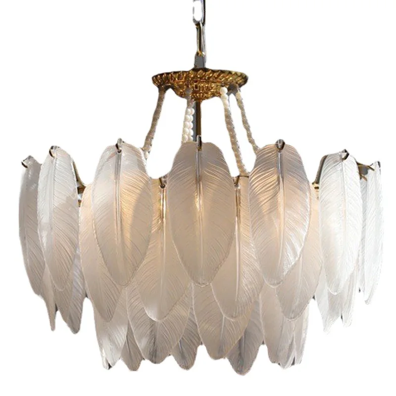 

Postmodern, French, light luxury, feathers, glass, living room, chandelier