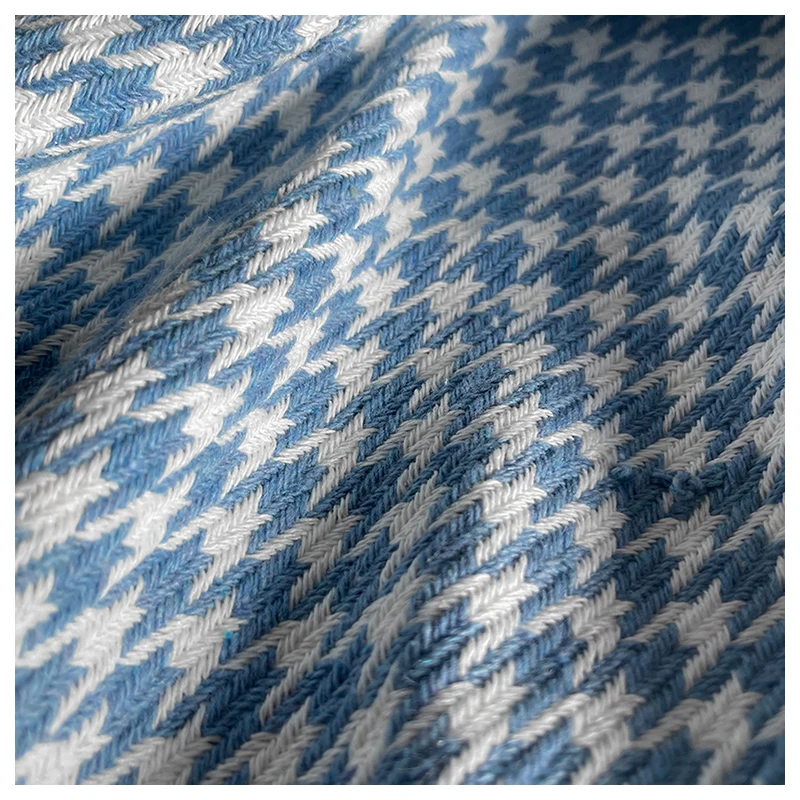 Tela gruesa de textura de línea Jacquard azul para vestido, abrigo, sombrero, ropa, tela de diseñador, Material de costura de 55 pulgadas de ancho,