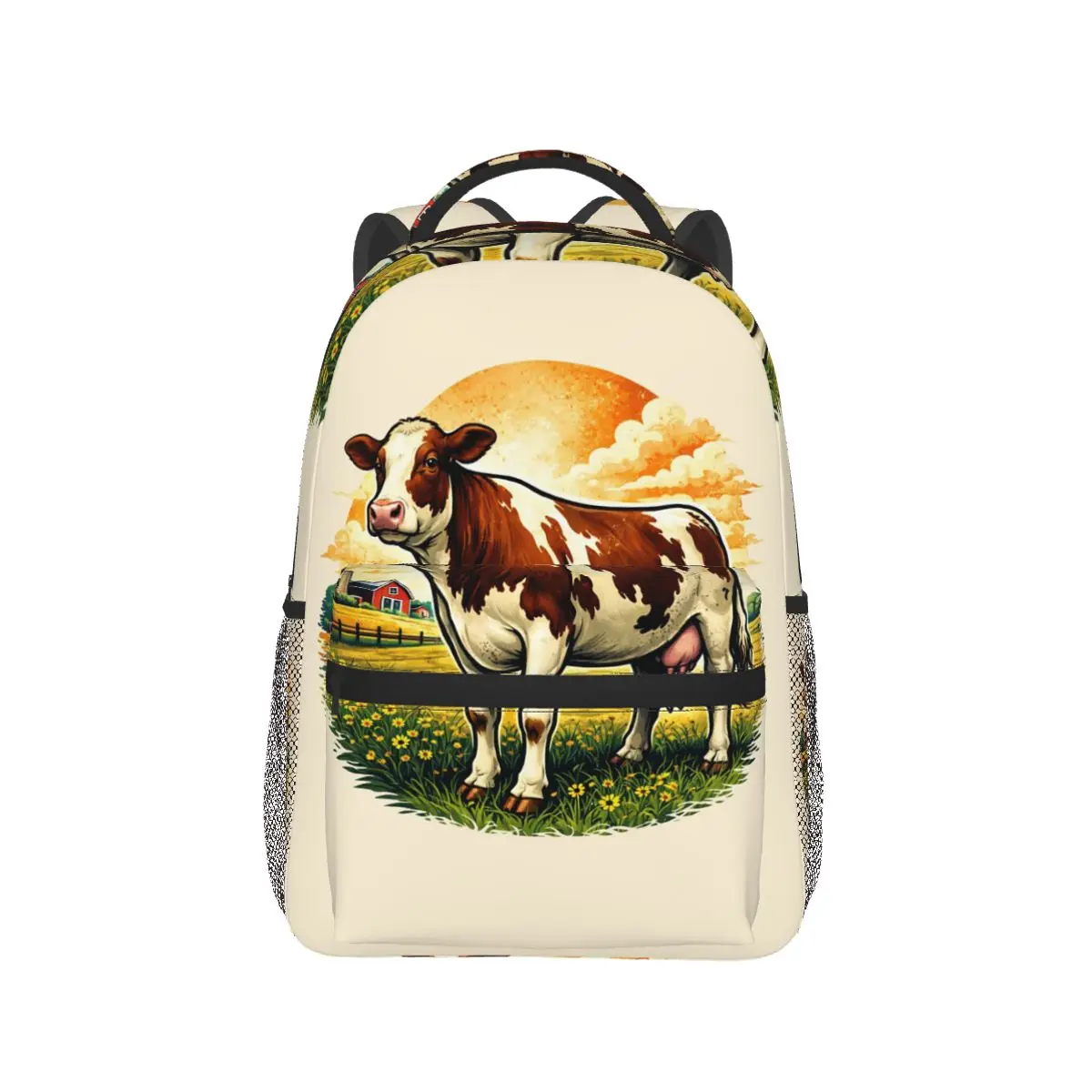 Farm Cow Student Backpack School Bag Hiking Travel Daypack for Boys Girls Fashion Bookbag Shoulder Bags