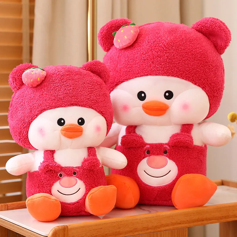 

35-60cm Lovely Strawberry Duck Plush Toy Kawaii Stuffed Animals Cute Rose Duck Plushies Doll Kids Soft Hug Pillow Birthday Gifts