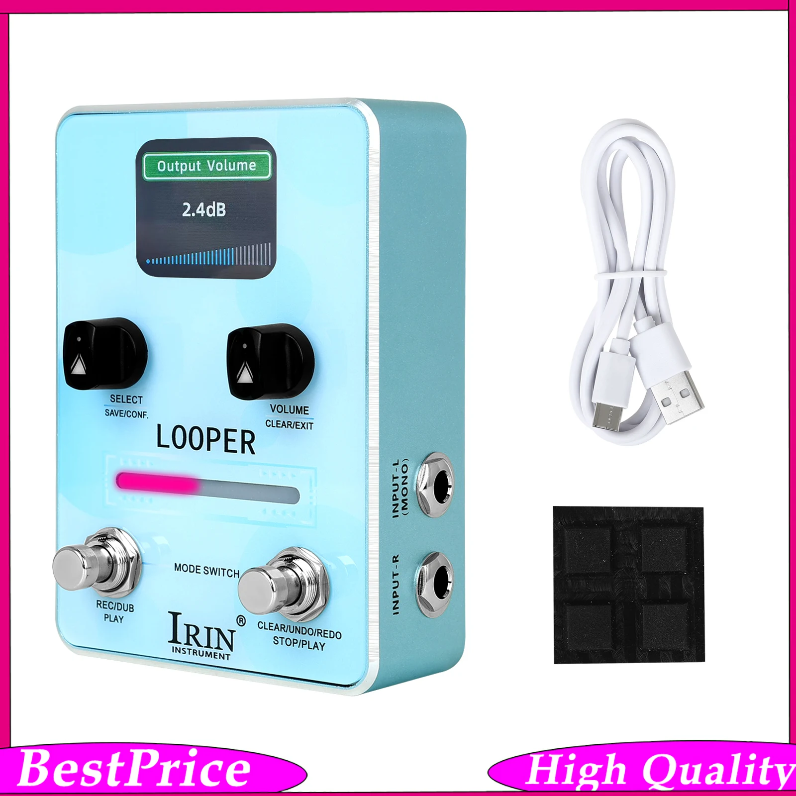 IRIN XS‑02 Loop Pedal Pro Looper Station Recording Dual Footswitch Real‑Time Led Audio Hub for Band Rehearsal Studio Recording