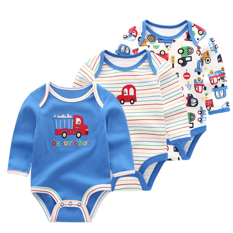 Kiddiezoom 3 pz/lotto primavera autunno Cartoon manica lunga neonato ragazza body 100% cotone morbido vestiti per neonati