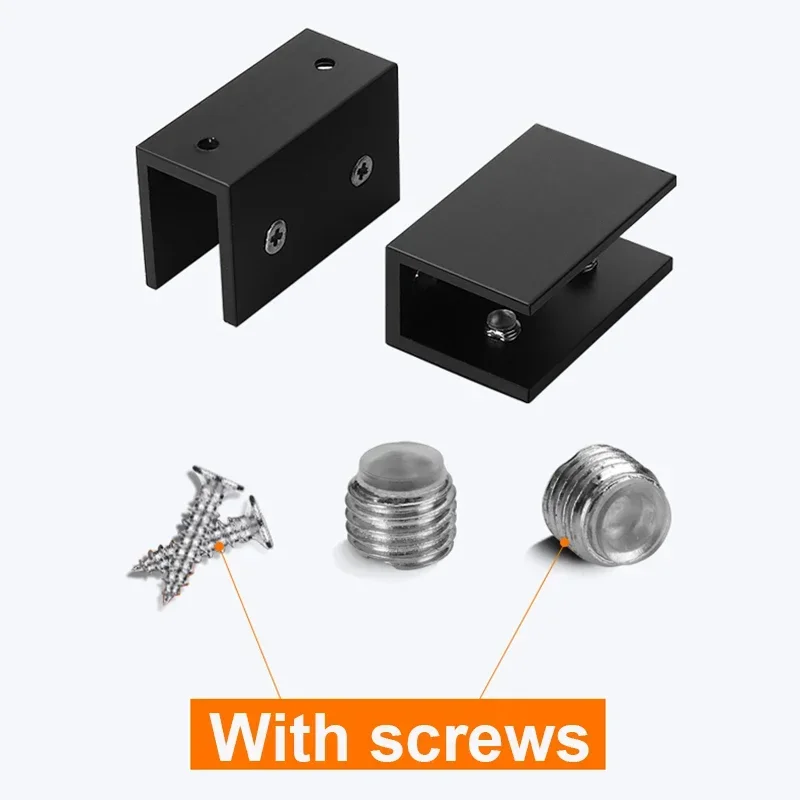 Black Glass Clamp 16 20Mm Bathroom Shelf Corner Bracket Aluminum Clips Fastening Support Hardware