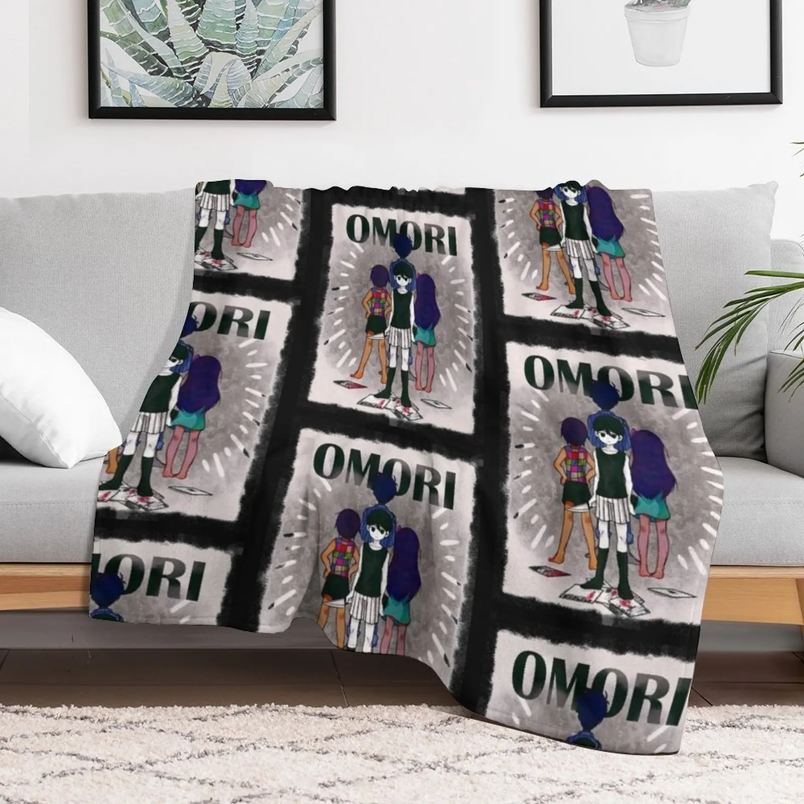 Omori Aubrey Tshirt - Omori Game Clothing - Omori Sticker Throw Blanket For Decorative Sofa Winter beds Baby anime Blankets