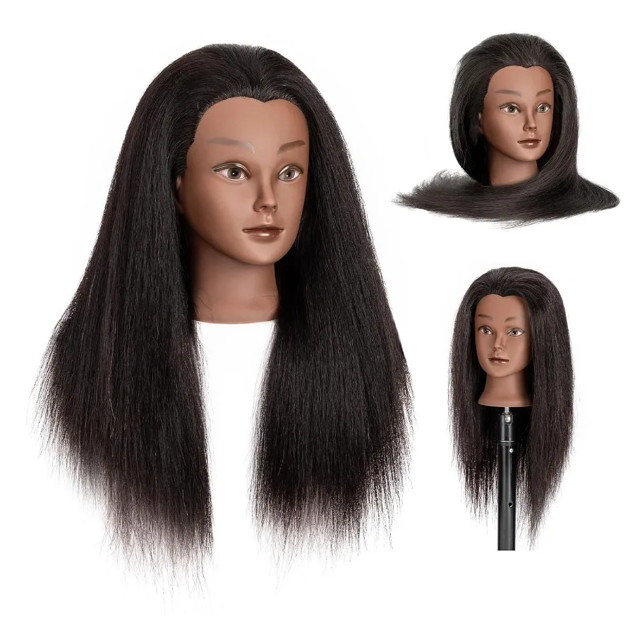 

16 Inch Human Hair Mannequin Head for Braiding Practice Realistic Skin Tone Styling Training Head for Cosmetology Students and
