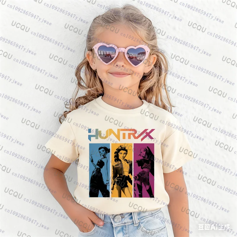 Kpop شيطان الصيادين الوالدين الطفل تي شيرتات قصيرة الاكمام لطيف Kpop شيطان الصيادين التي شيرت Harajuku موضة عادية القطن الاطفال التي شيرت