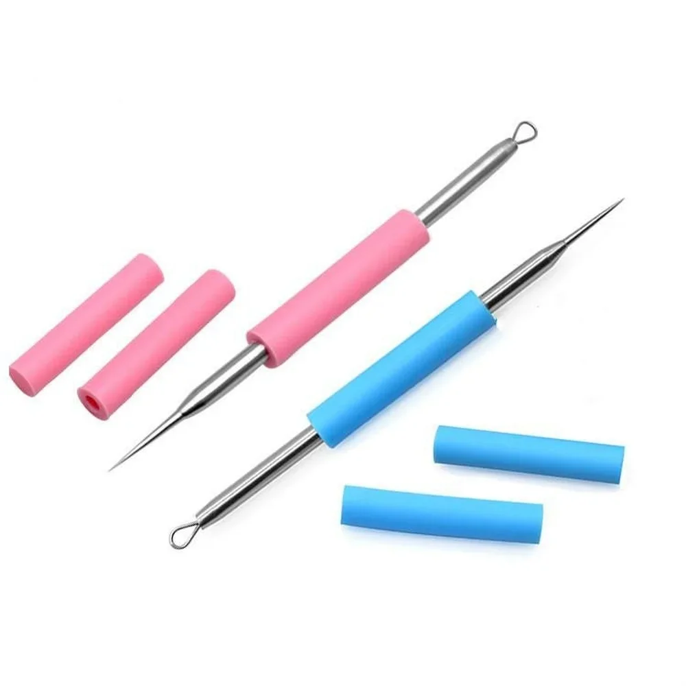 Stainless Steel To Blackhead Squeezing Acne Tool  Double-headed Plastic Silicone Cosmetic Needle