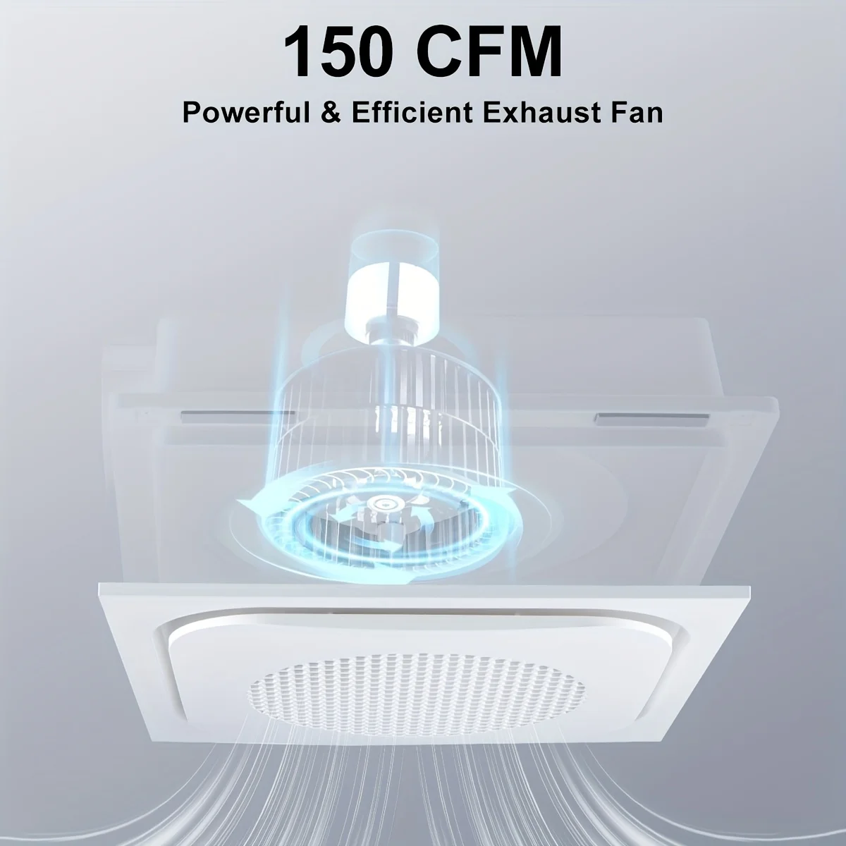 

Bathroom Exhaust Fan With Light, 150 CFM 1.0 Sone Bathroom Fan, 40W Bathroom Fan With LED Night Light, White
