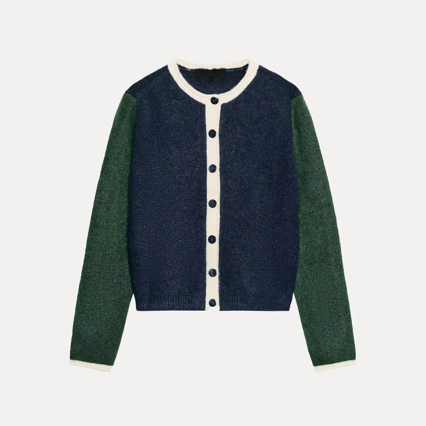 

Z Women's Knitted Long Sve round Ne Color Blo Jaet 2025 New Faion Individual Personali Contrast Color Coat