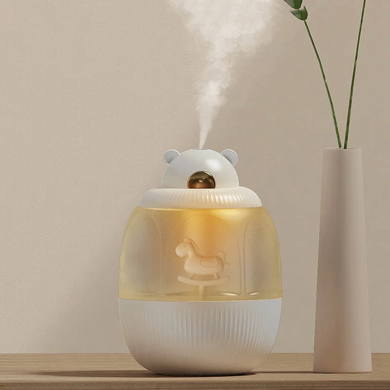 Carousel Music Box Humidifier พร้อมไฟ LED สีสันสดใส Air Humidifier Aroma Diffusers