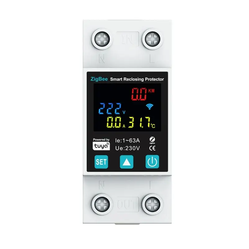 A42Z-Zigbee TUYA Smart Life 2P/63A Circuit Breaker Earth Leakage Over Under Voltage Protection Protector Relay Energy Meter