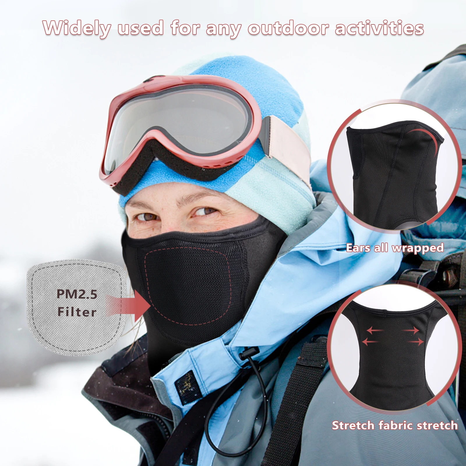 

Winter Ear Fleece Lined Headb Unisex Outdoor Warm Mask Cycling Face Mask Neck Scarf Windproof Warm Masks Gifts