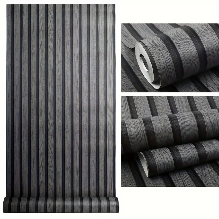 Easy Stick Easy Peel Gray Wood Grain Wallpaper, Removable, Suitable for Bedroom, Living Room Decor, Furniture Renovation