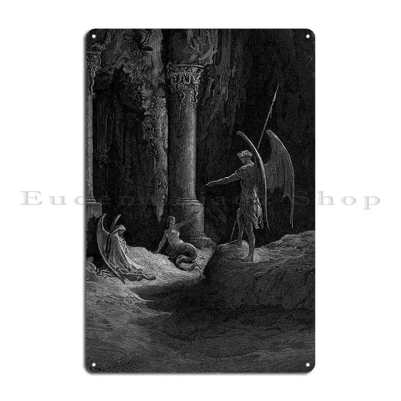 Paradise Lost Satan Talks To Sin And Death Gustave Dore Metal Sign Club Party Club Party Plates Designer Tin Sign Poster