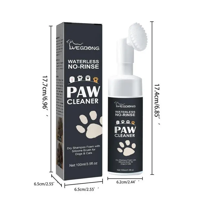 Pet Foot Cleaner Foam Dog Cat Feet Cleaner Rinse-free Puppy Paw Cleaner Foam For Cute Cats With Foot Cleaning Silicone Brush